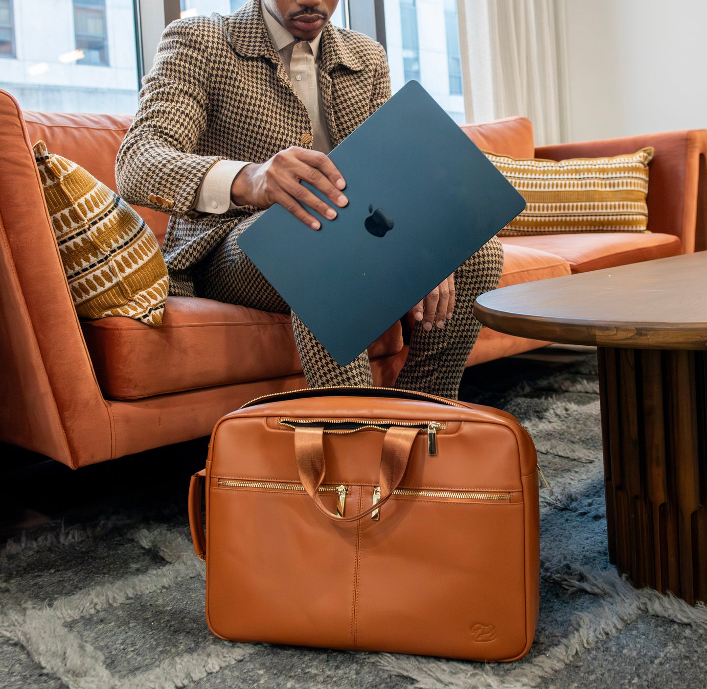 Brown Leather Backpack-Briefcase, MDB Label